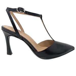 Naturalizer Astrid Black Leather T Strap Heels NWT Pointed Toe Size 6